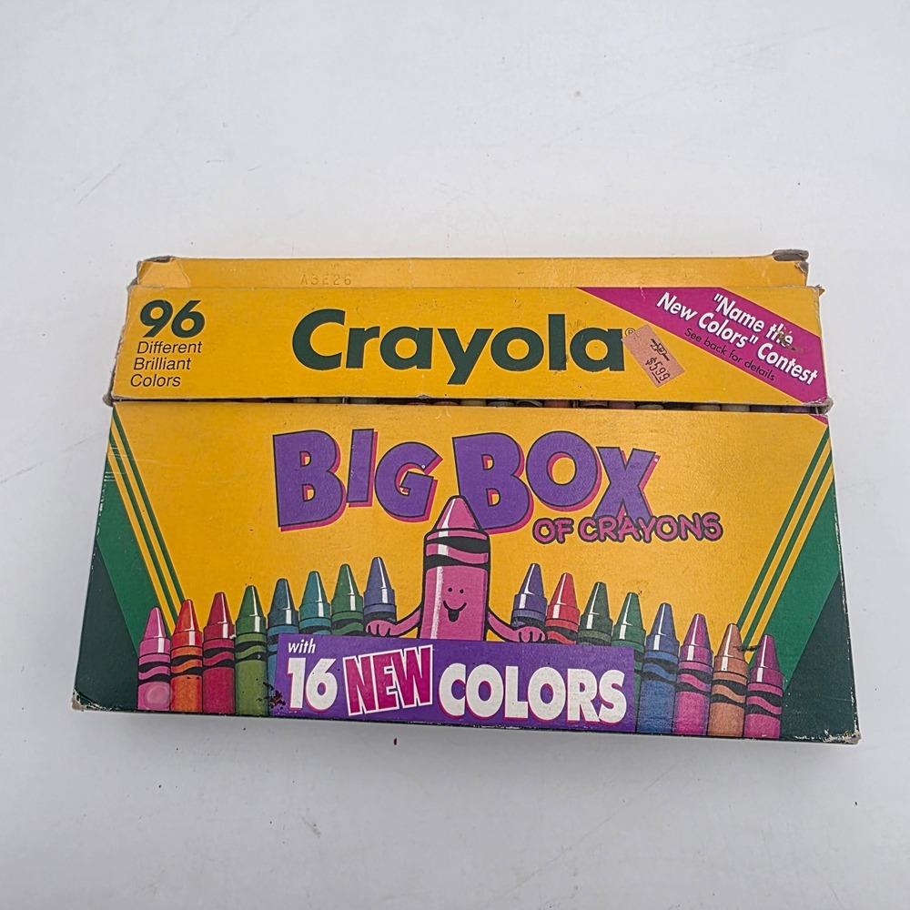 Vintage 1992 Crayola Big Box 96 Crayons Name the New Colors Contest 90th Anniv